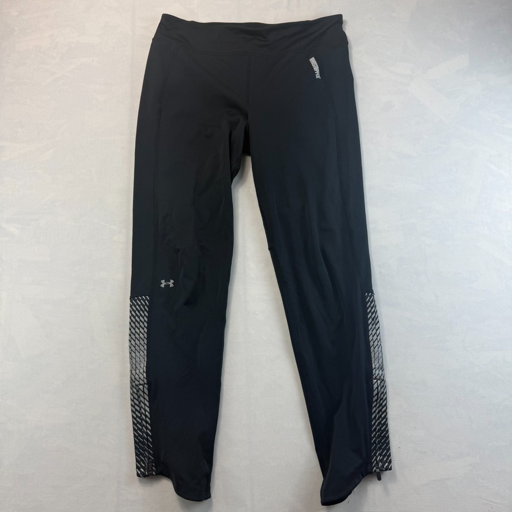 Under Armour Windstopper Running Leggings Womens Large Black ColdGear Ankle Zip